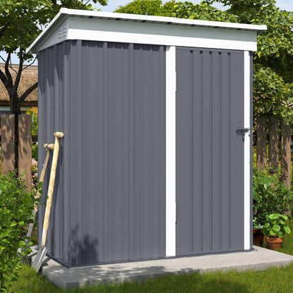 Metal Garden Storage Shed 8 X 4 Ft Dark Gray Alloy Steel Lockable Door