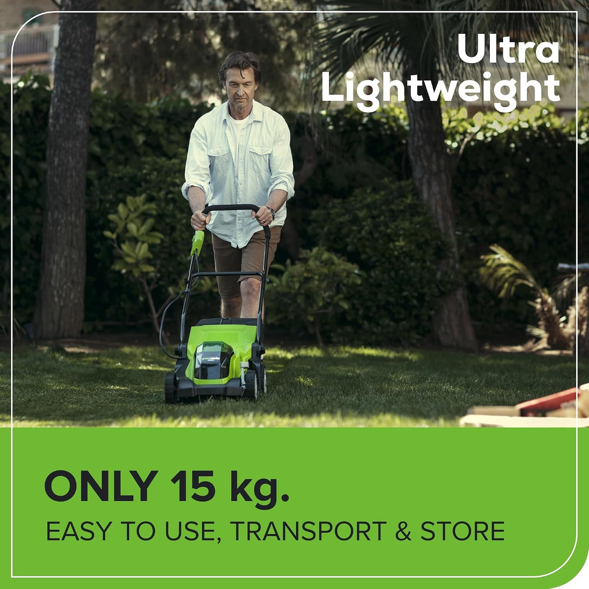 Cordless Lawn Mower 13.8in 10.6 Gal Bag 2x40V 2Ah Batteries Green