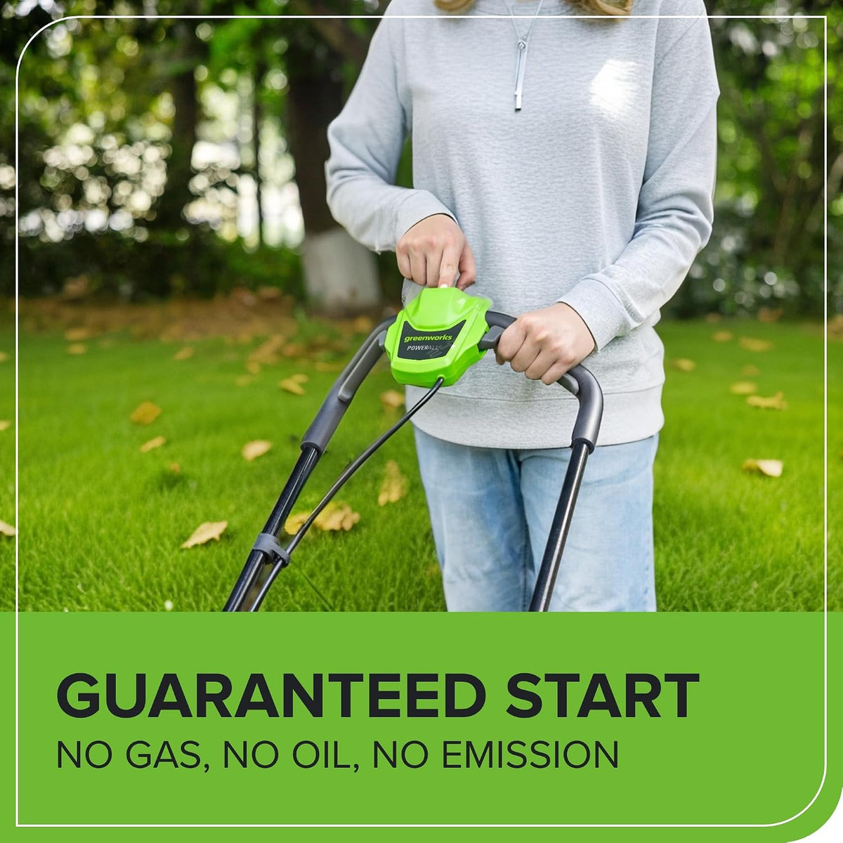 Cordless Lawn Mower 13in 24V Brushless Motor 7.9 Gal Bag 4Ah Battery