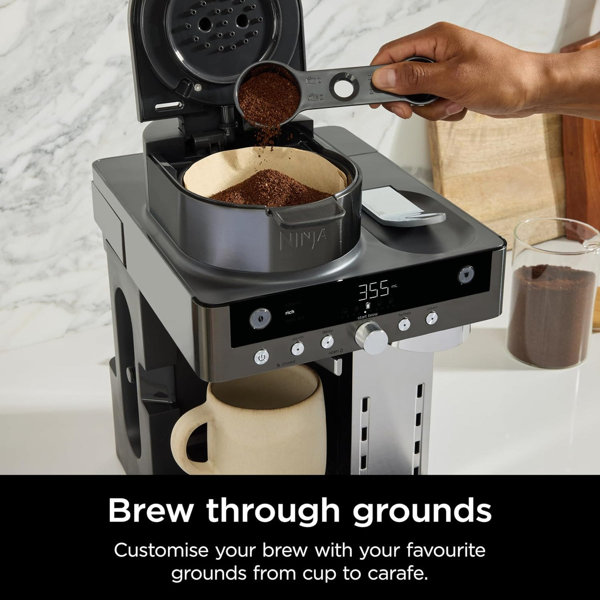 2-in-1 Filter Coffee and Pod Capsule Machine with Built-in Milk Frother 1.9 Qt Gunmetal