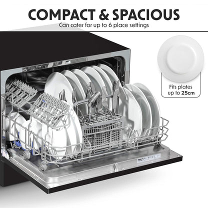 Table Top Dishwasher 6 Place Settings 6 Programs Black