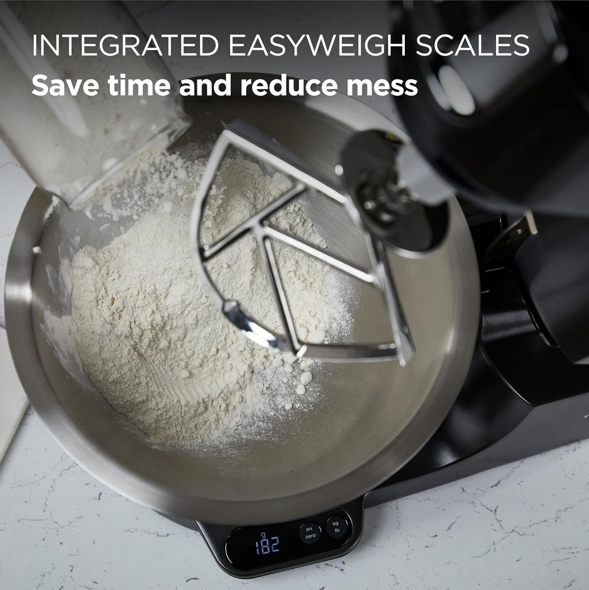 Stand Mixer 1200W Integrated Scale 5.3 Qt 3.7 Qt Bowls Black