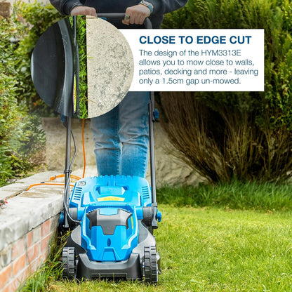 Corded Electric Lawn Mower 13in 1300W 7.9 Gal Grass Box 3 Heights Blue