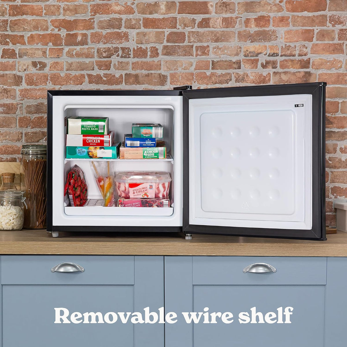Freestanding Mini Freezer 1.1 cu ft Adjustable Temperature Black Reversible Door