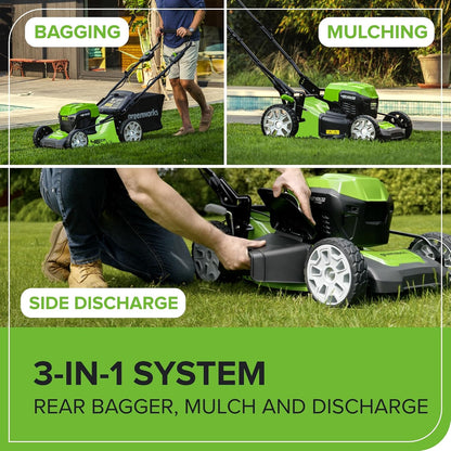 Cordless Lawn Mower 18.1in 48V Self-Propelled 14.5 Gal Bag 2x4Ah Batteries