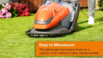 Corded Electric Hover Lawn Mower 1800W 14.2in 6.9 Gal 4 Heights Orange Gray