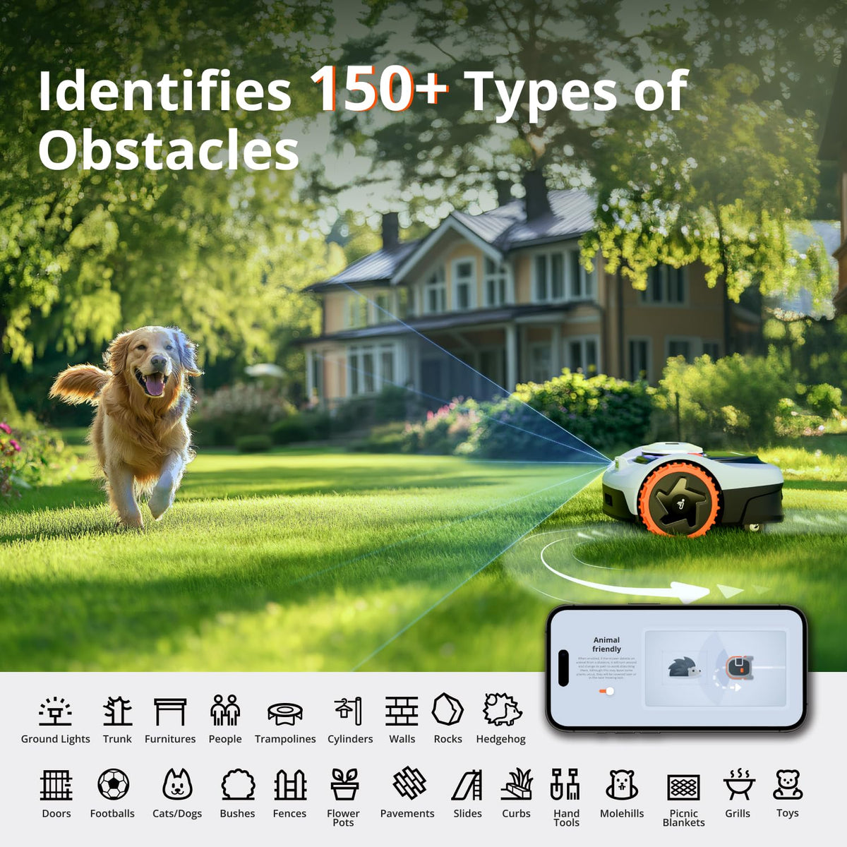 Robotic Lawn Mower 500m² EFLS 2.0 RTK Vision AI Mapping Gray