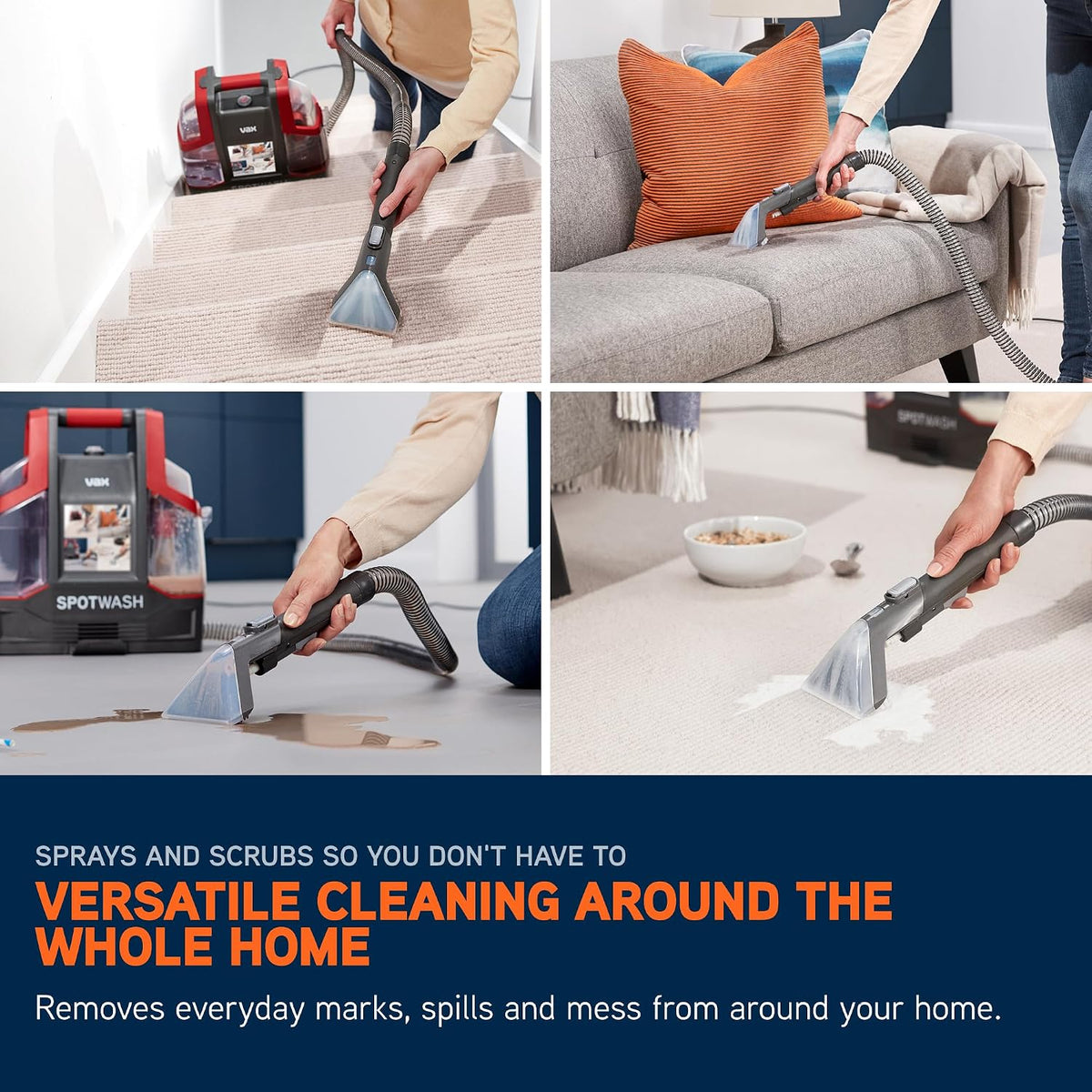 Spot Cleaner 1.7 Qt 14.8ft Cord Multi-Surface Handheld Red Gray