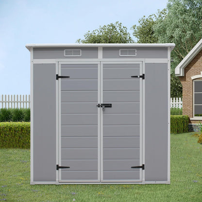 Outdoor Garden Storage Shed 6 X 4 Ft Gray Plastic Aluminum Frame