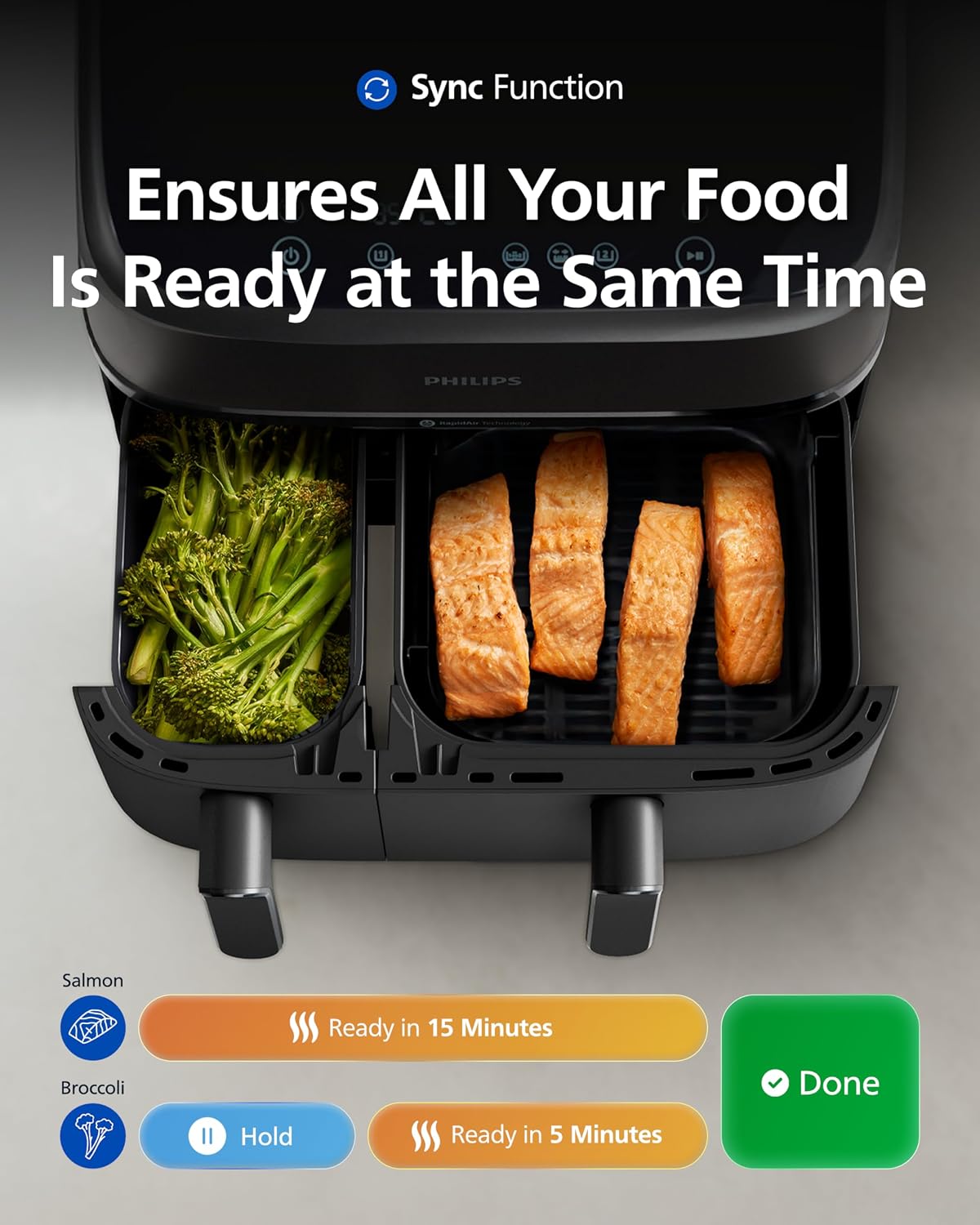 Dual Air Fryer 9.5 Qt 2750W 13 Presets Digital Touchscreen Black & Silver
