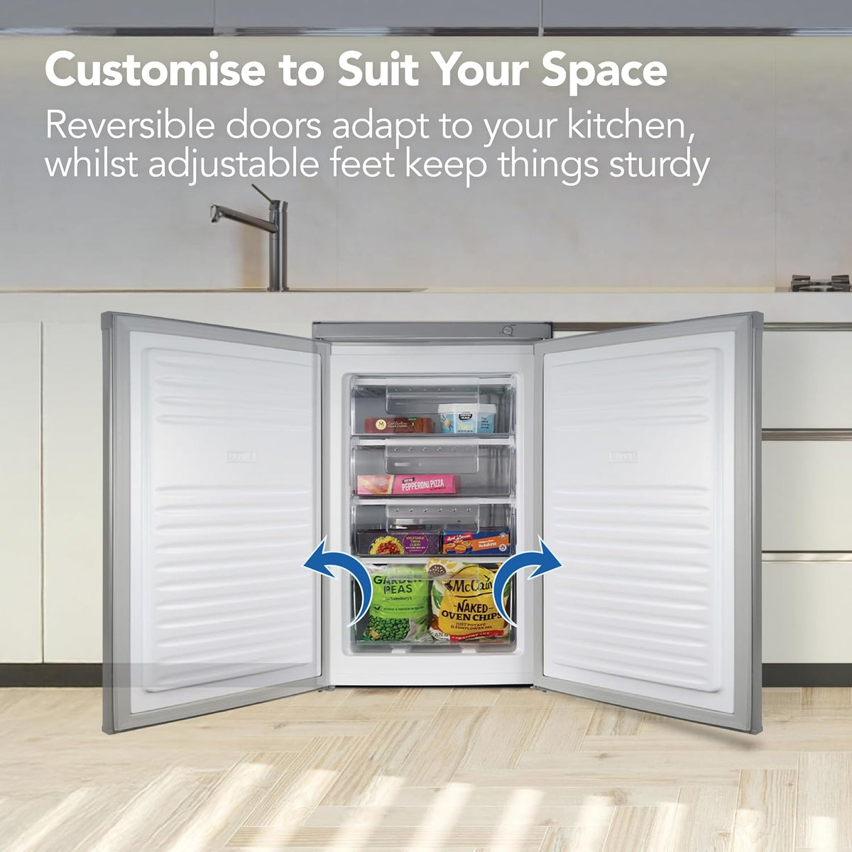 Freestanding Under Counter Freezer 3.2 cu ft Reversible Door Silver