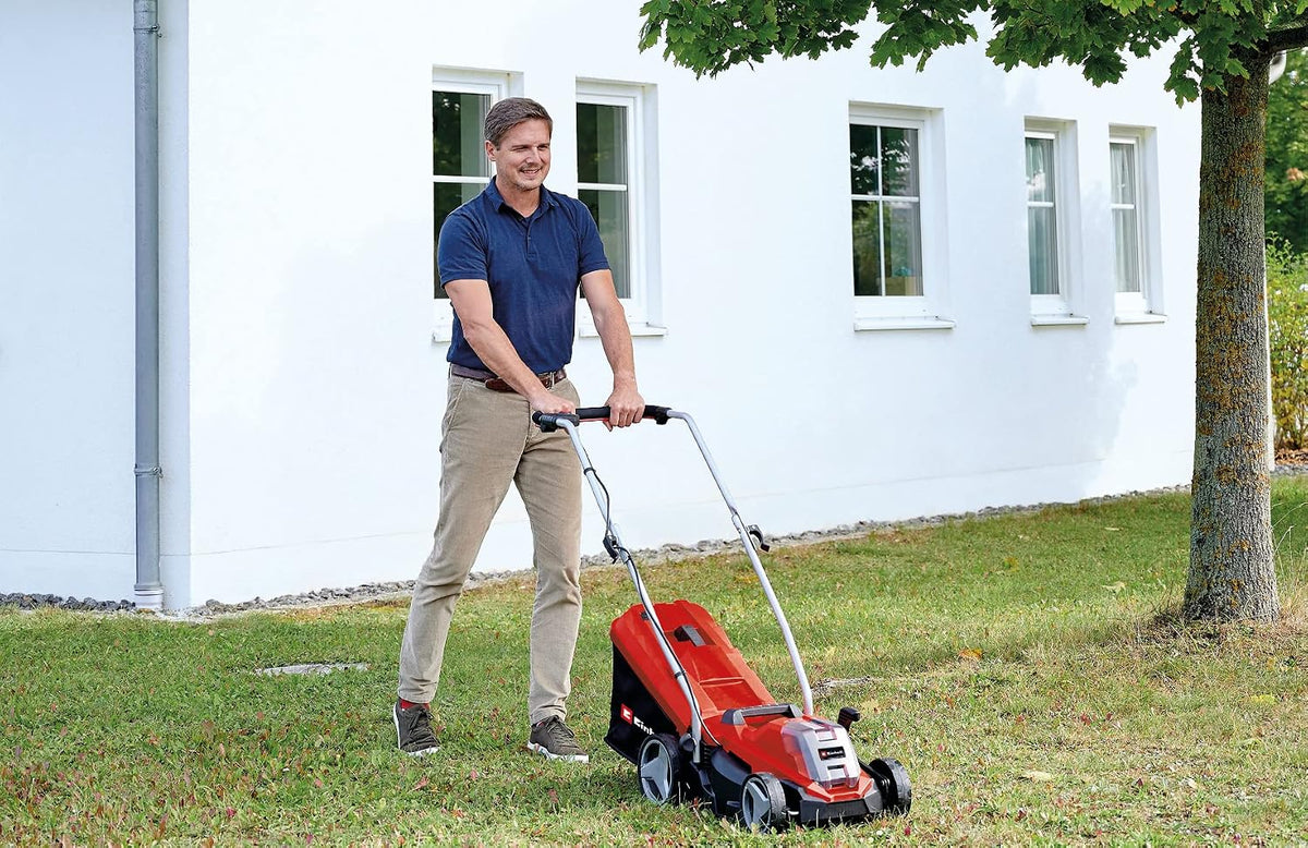 Cordless Lawn Mower 13in 18V 4.0Ah Brushless Motor Red Black