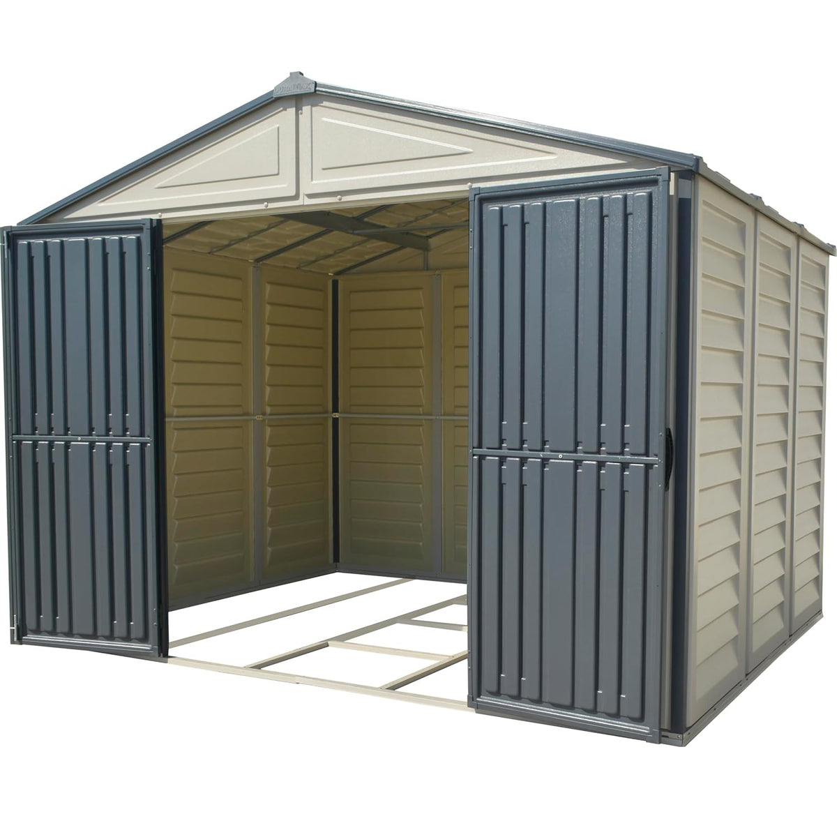 Plastic Garden Storage Shed 10.5 X 8 Ft Double Doors Lockable Dark Gray