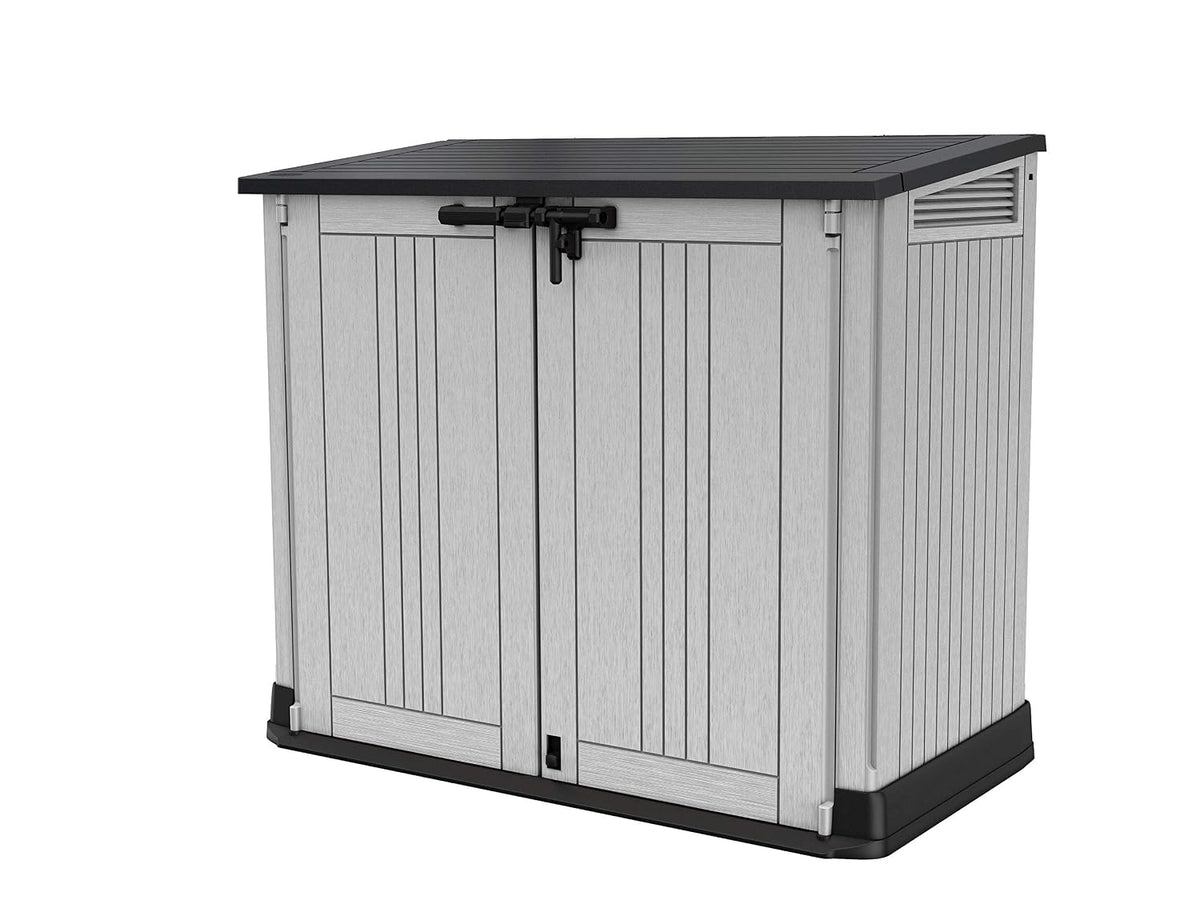 Outdoor Garden Storage Shed 232.5 Gal Top And Front Opening Light Gray