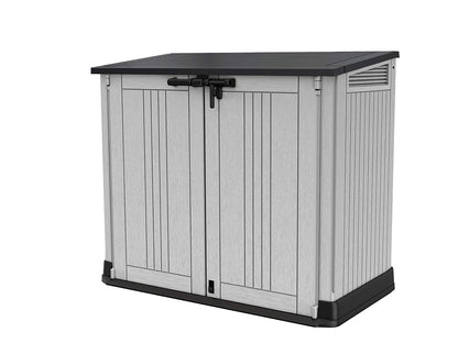 Outdoor Garden Storage Shed 232.5 Gal Top And Front Opening Light Gray