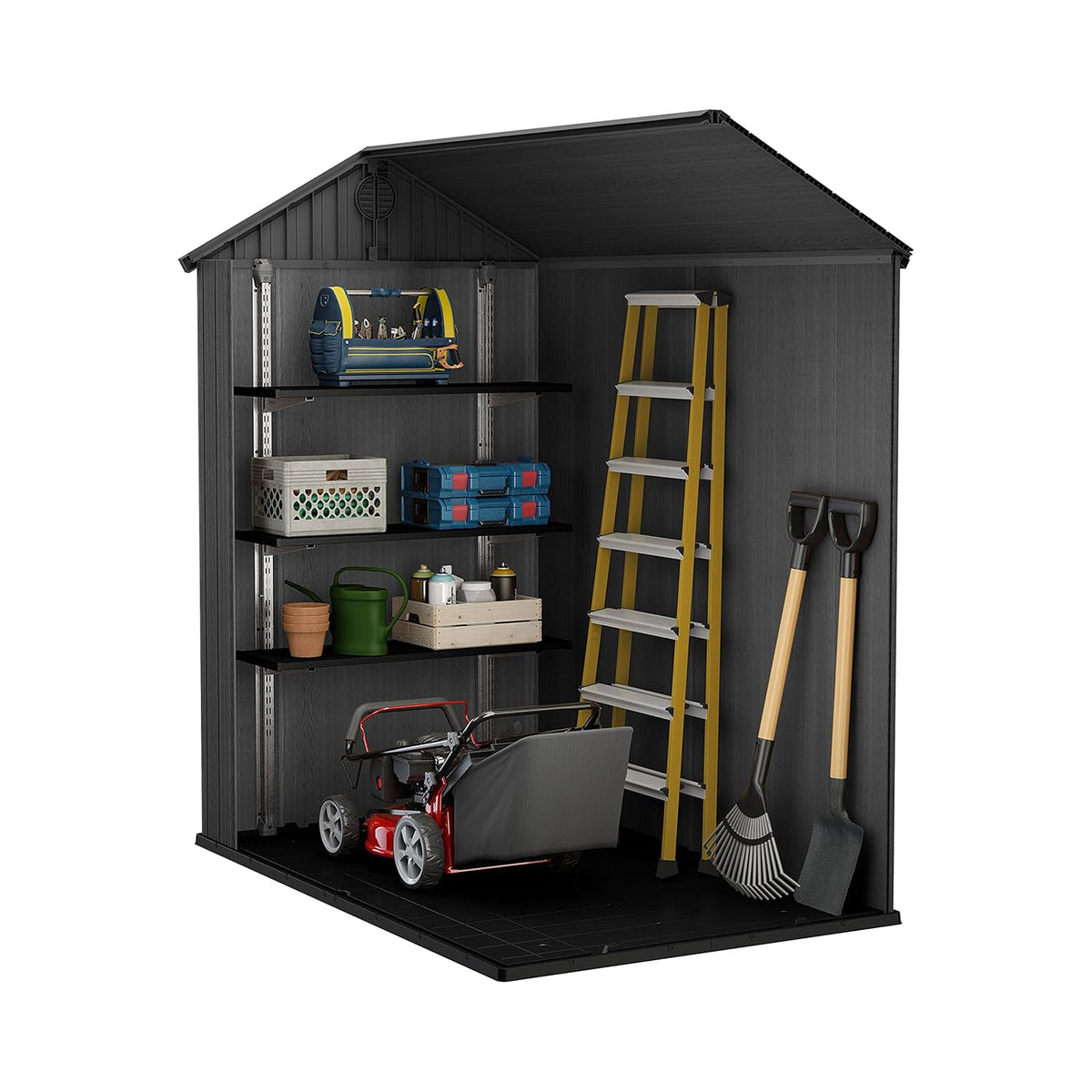 Resin Garden Storage Shed 6 X 4 Ft Gray Single Door Lockable