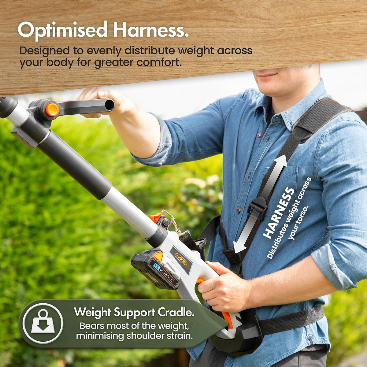 Cordless Pole Hedge Trimmer 76-96.1 in 20V 2 Batteries Harness Gray