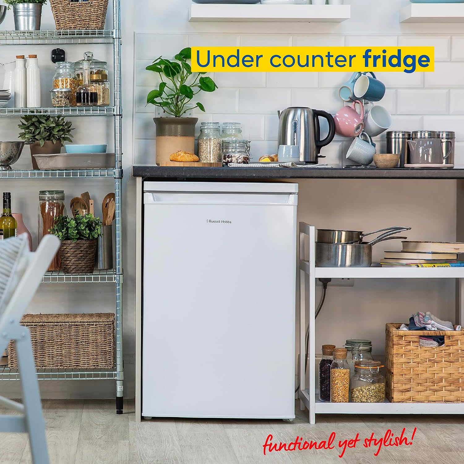 Under Counter Larder Fridge 127L Adjustable Thermostat White Reversible Door