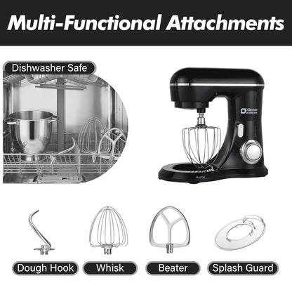 Stand Mixer 1300W 6.3 Qt 10 Speeds Pulse Function Black