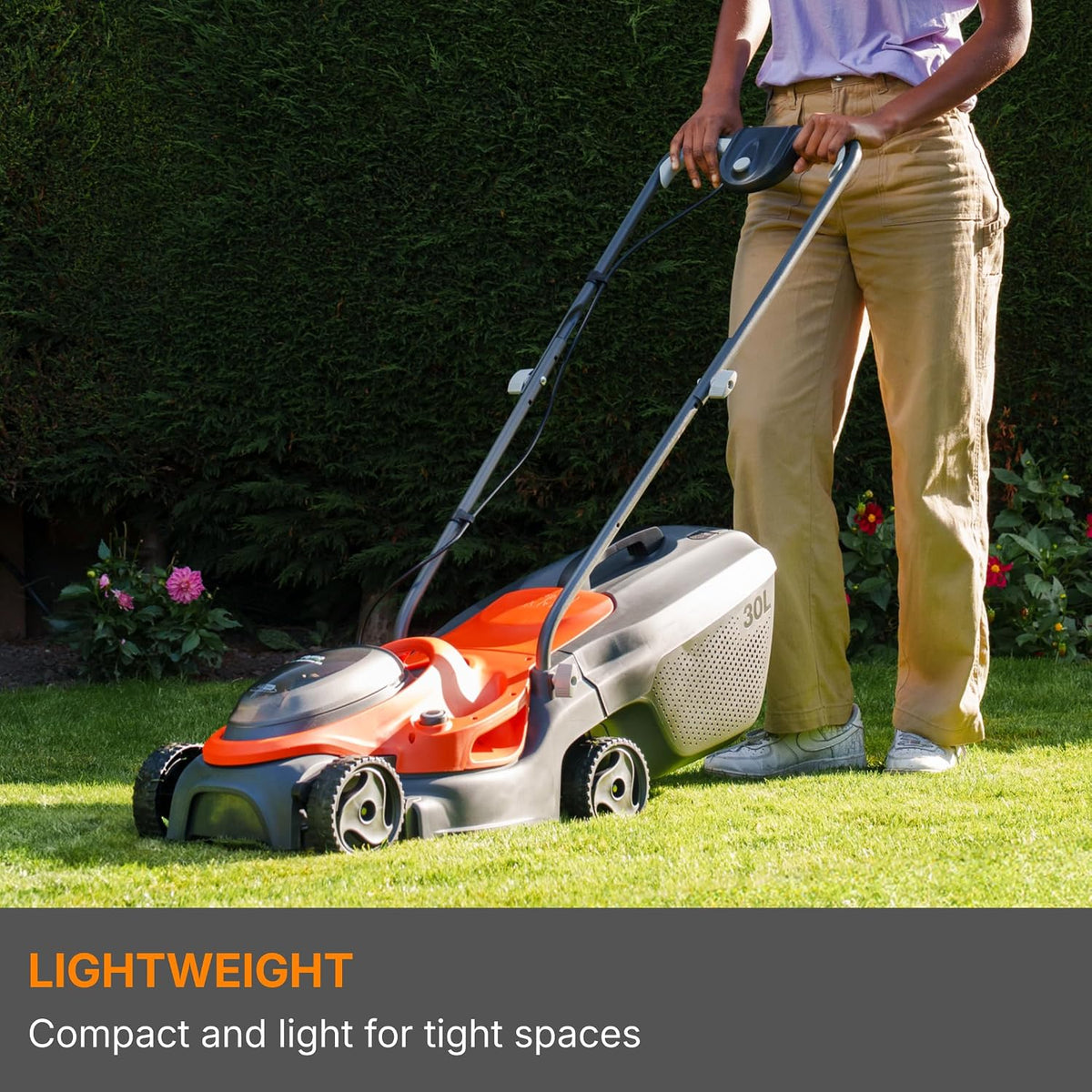 Cordless Lawn Mower 12.6in Cutting Width 4 Height Settings 1.2-2.4 in 18V 4.0Ah Orange