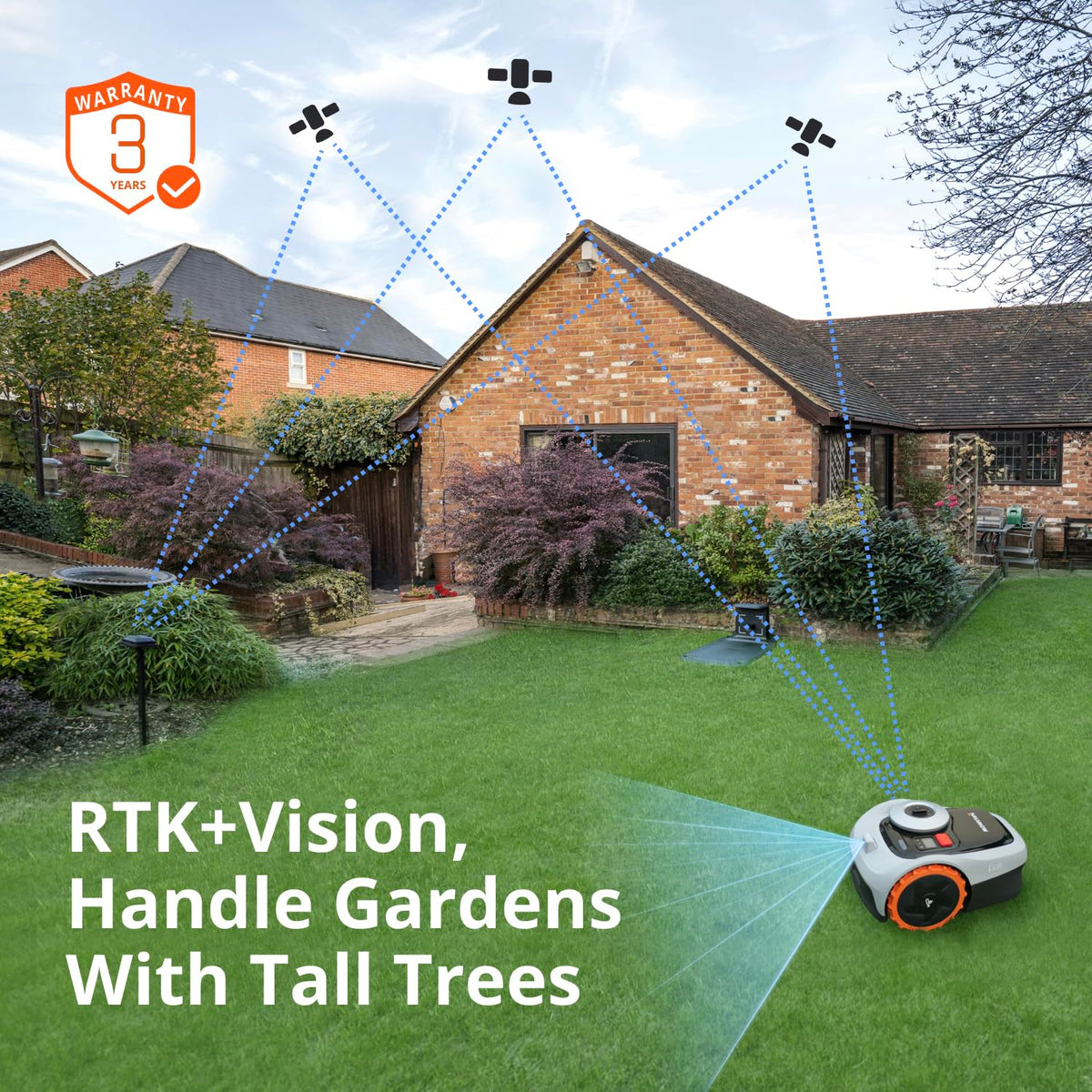 Robotic Lawn Mower 500m² EFLS 2.0 RTK Vision AI Mapping Gray