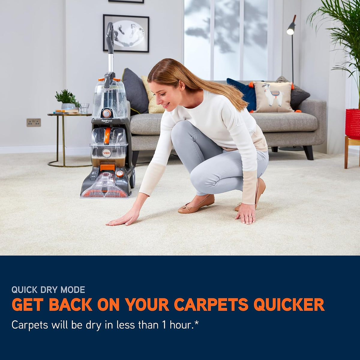 Carpet Cleaner 1200W 2.6 Qt Extra Large Tank SpinScrub Brushes Gray