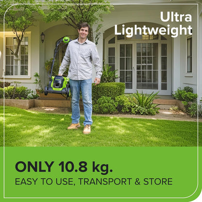 Cordless Lawn Mower 13in 24V Brushless Motor 7.9 Gal Bag 4Ah Battery
