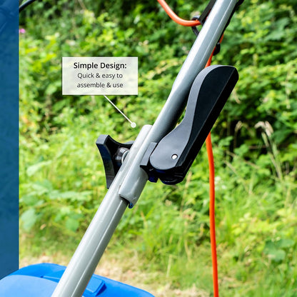 Electric Lawn Mower 15in 1600W 10.6 Gal Bag 5 Cutting Heights Blue