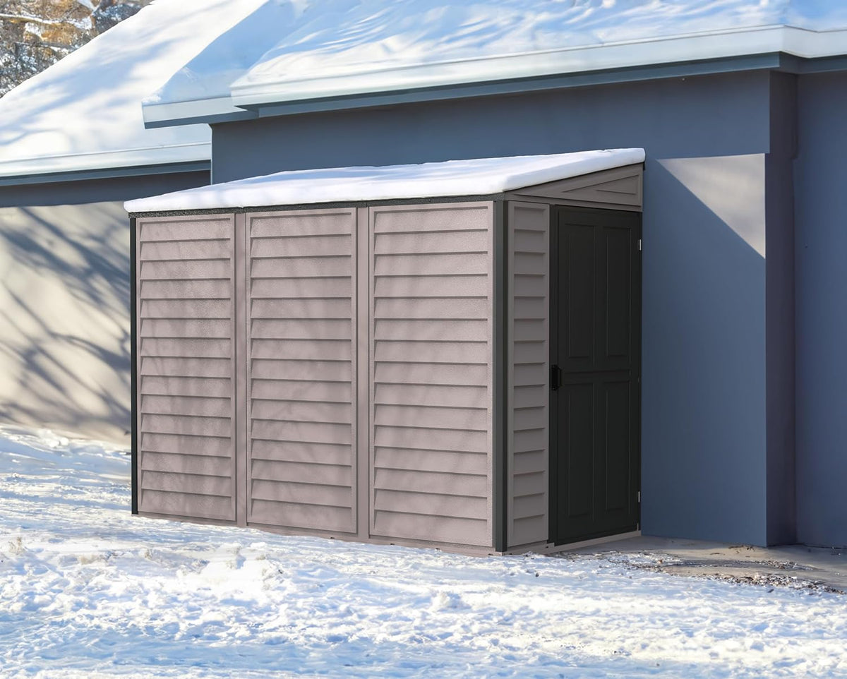 SideMate PLUS 4 x 8 Plastic Garden Shed 2.95 m² with Metal Foundation Kit Dark Gray