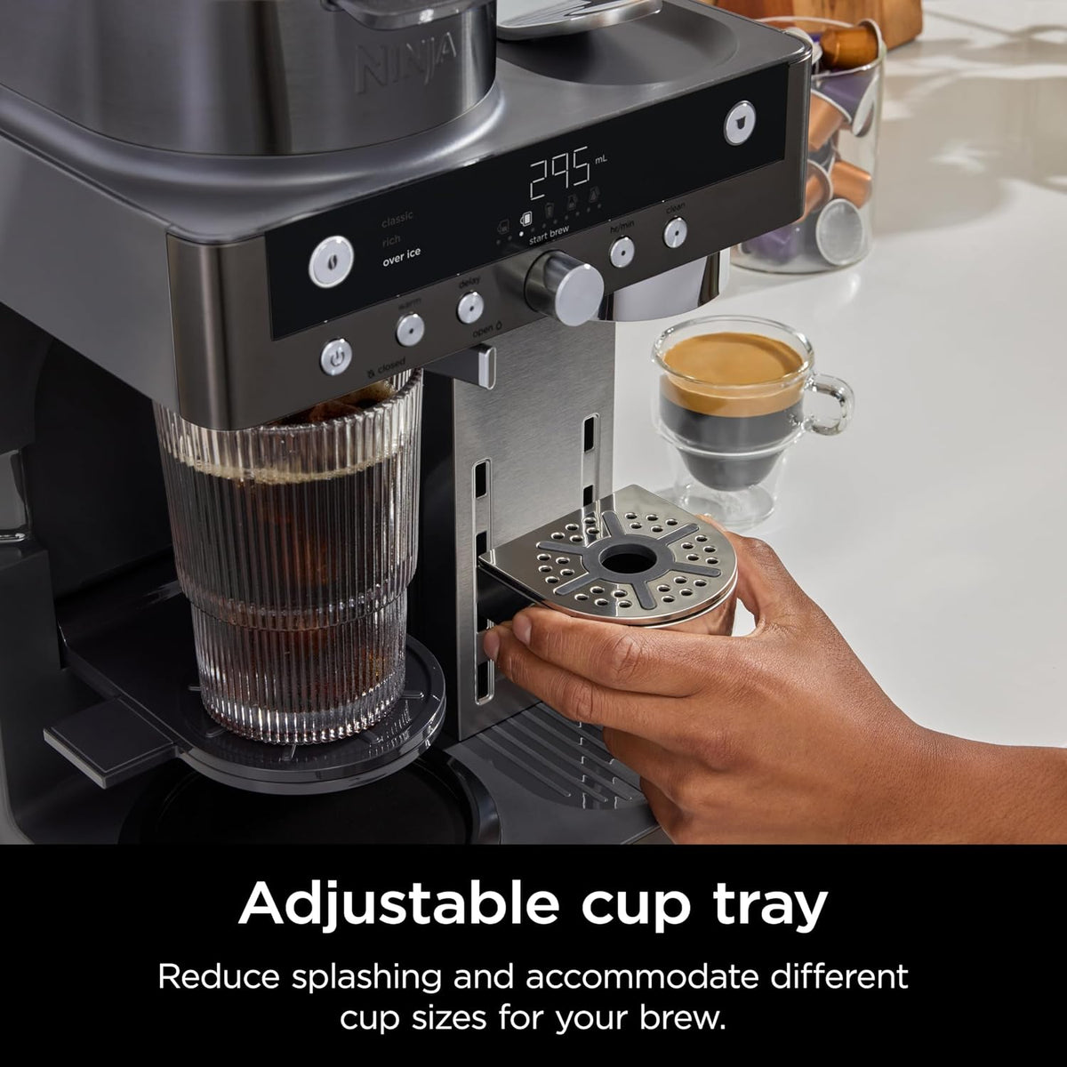2-in-1 Filter Coffee and Pod Capsule Machine with Built-in Milk Frother 1.9 Qt Gunmetal