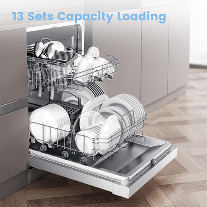 Freestanding Dishwasher 13 Place Settings 6 Programs White Auto Door Open