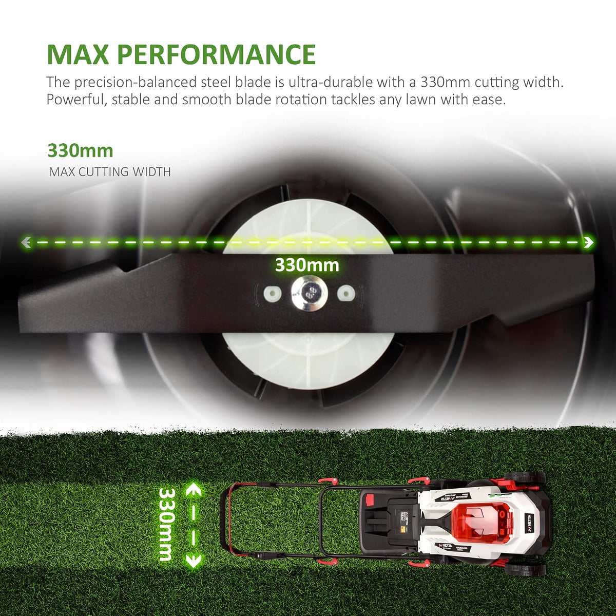 Cordless Lawn Mower 13in 20V 4.0Ah Brushless Motor White
