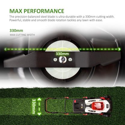 Cordless Lawn Mower 13in 20V 4.0Ah Brushless Motor White