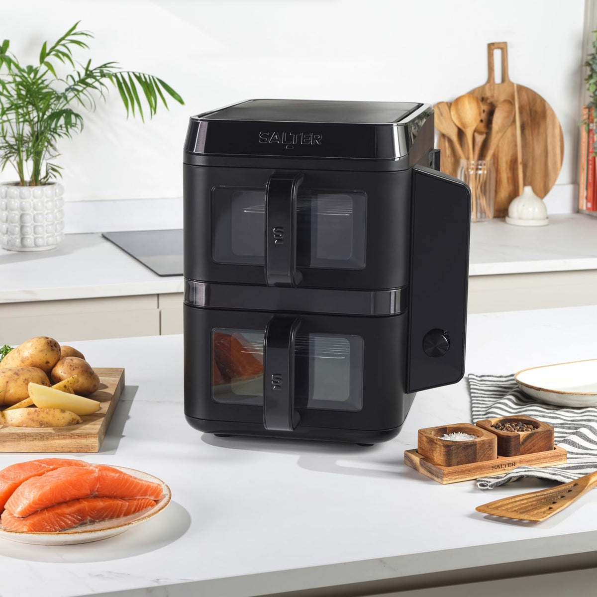 Double Stack Air Fryer 9.5 Qt 2400W 12 Functions Black