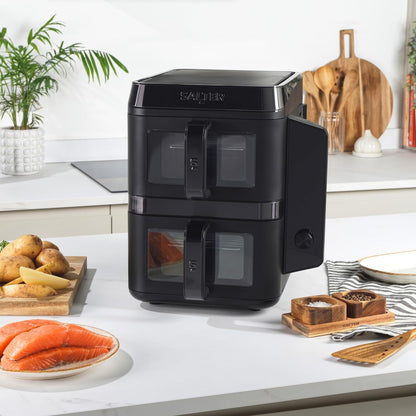Double Stack Air Fryer 9.5 Qt 2400W 12 Functions Black