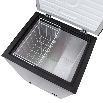Chest Freezer 3.5 cu ft Removable Basket Adjustable Thermostat Black