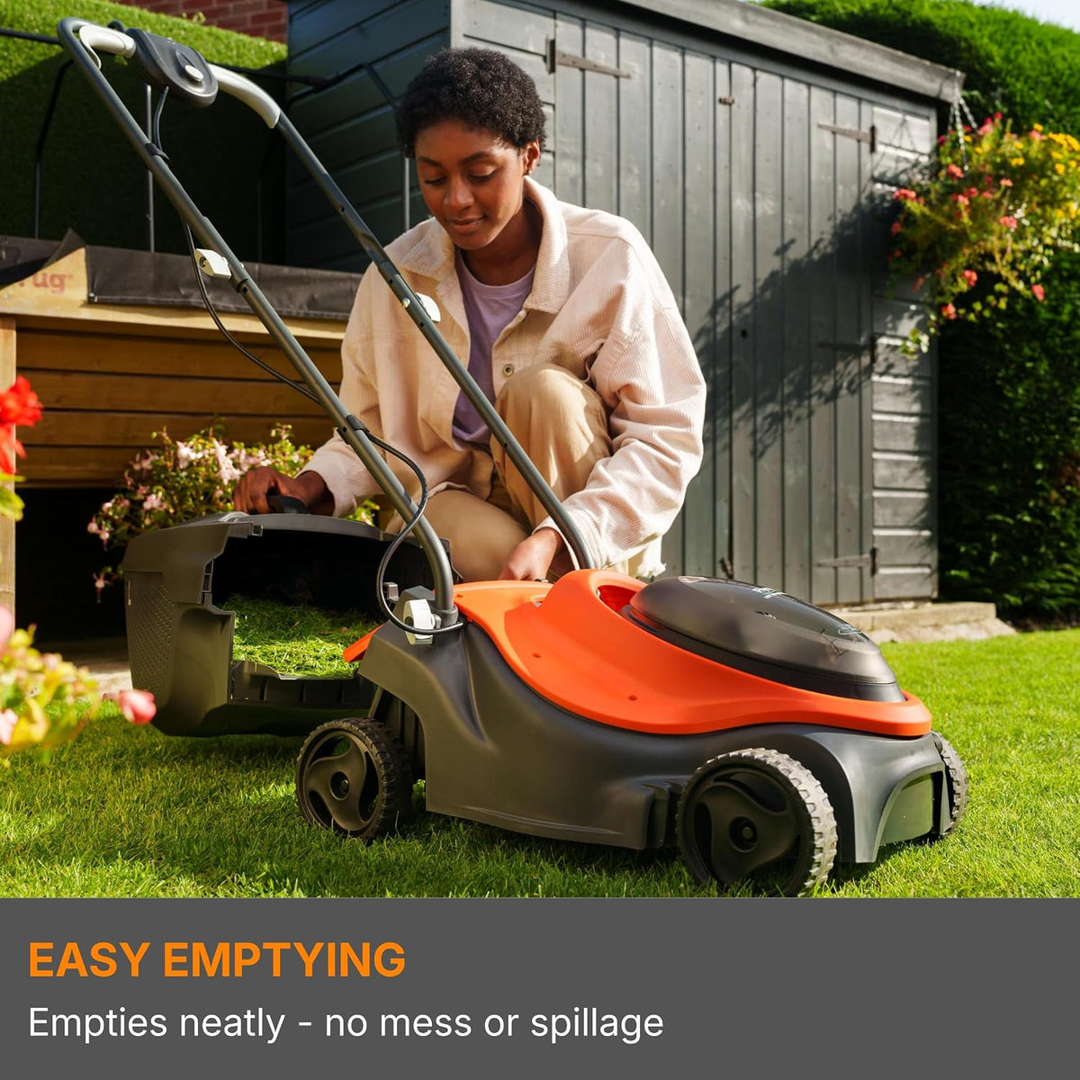 Cordless Lawn Mower 12.6in Cutting Width 4 Height Settings 1.2-2.4 in 18V 4.0Ah Orange