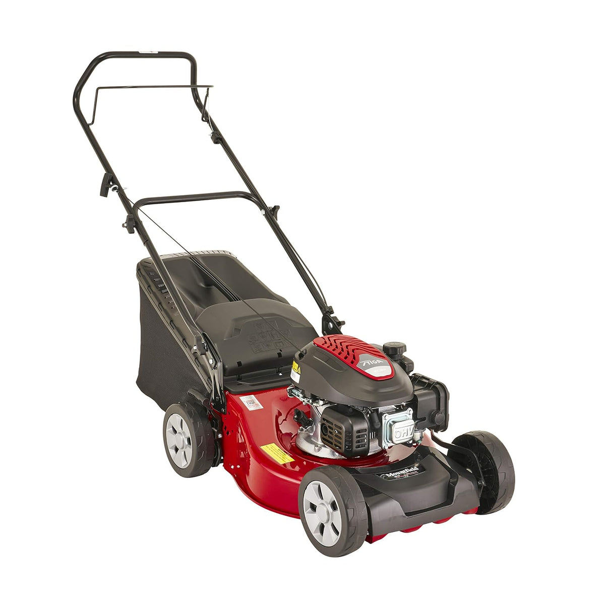 Self-Propelled Petrol Lawnmower 15.4in 123cc 10.6 Gal Grass Collector Red