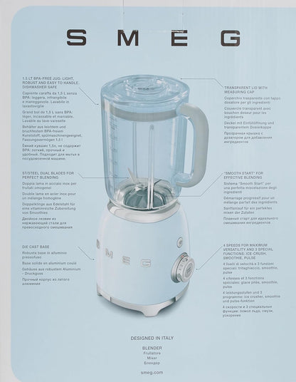 Jug Blender 800W 1.6 Qt Stainless Steel Blade 4 Speeds Pulse White