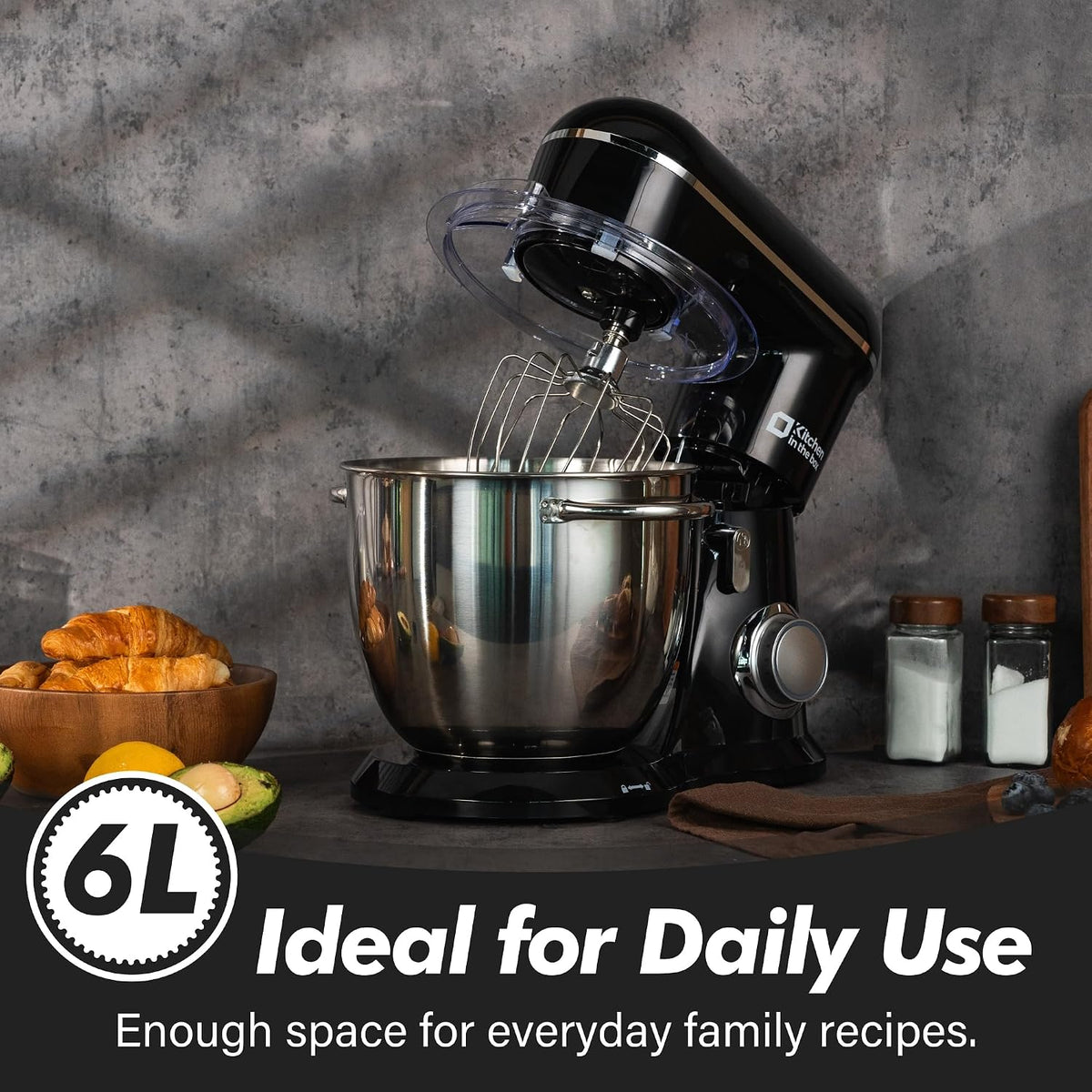 Stand Mixer 1300W 6.3 Qt 10 Speeds Pulse Function Black