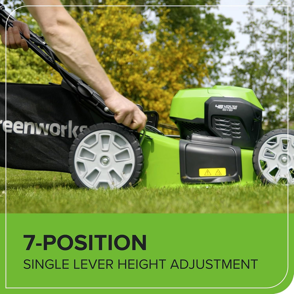 Cordless Lawn Mower 18.1in 48V Self-Propelled 14.5 Gal Bag 2x4Ah Batteries