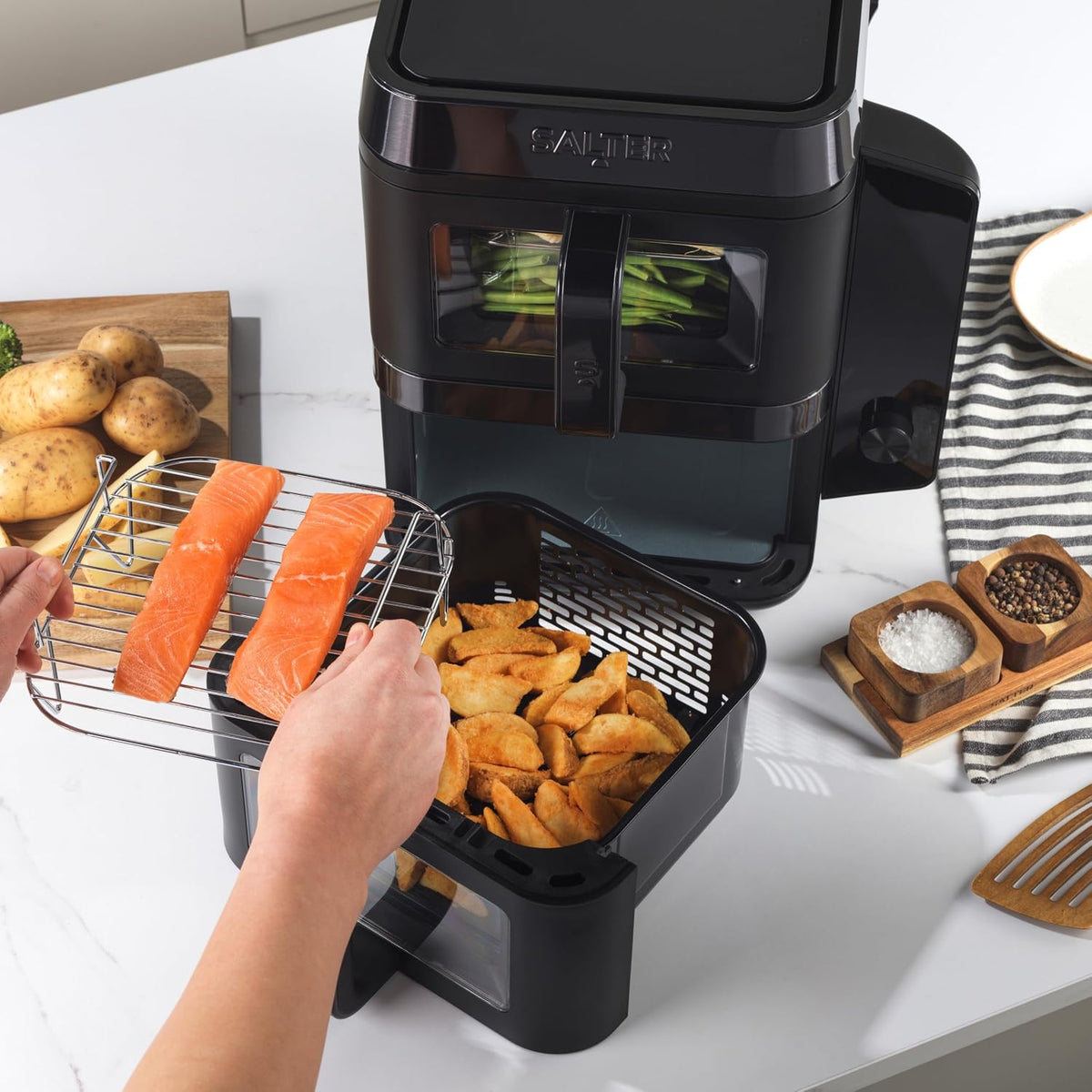 Double Stack Air Fryer 9.5 Qt 2400W 12 Functions Black