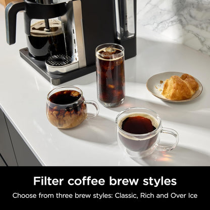 2-in-1 Filter Coffee and Pod Capsule Machine with Built-in Milk Frother 1.9 Qt Gunmetal