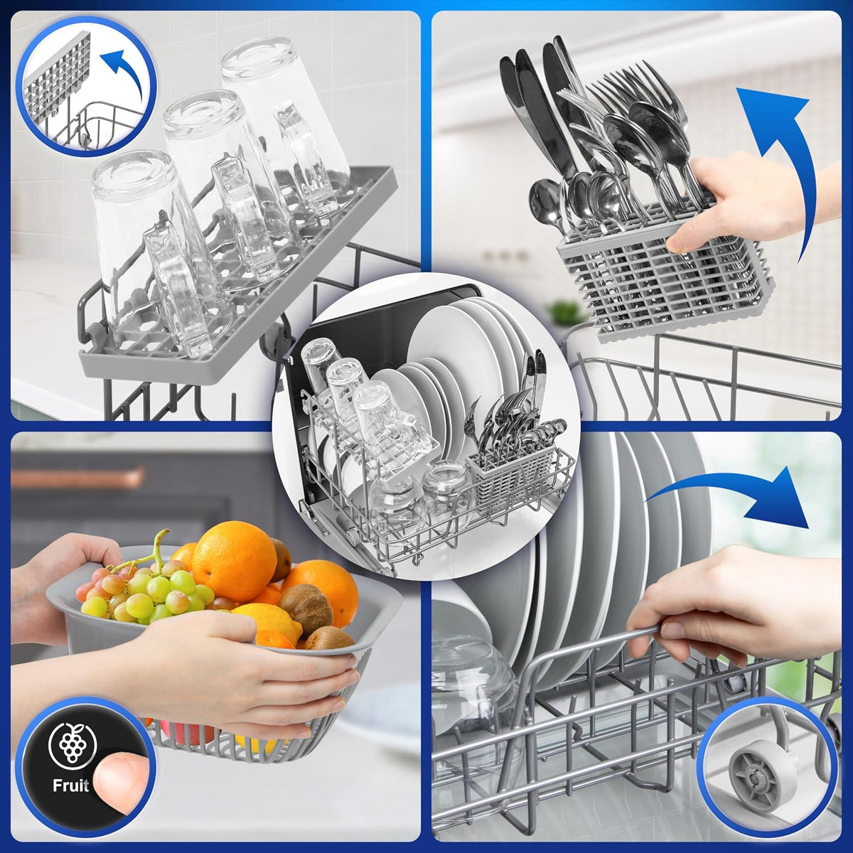 Table Top Dishwasher 5.3 Qt 950W 8 Programs Black