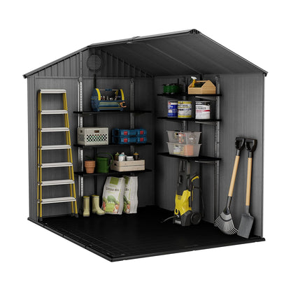Garden Storage Shed 6 X 8 Ft Gray Resin Double Doors
