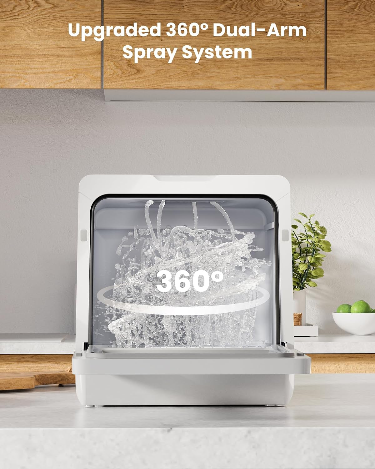 Countertop Dishwasher 5.3 Qt 8 Programs With Water Softener Black