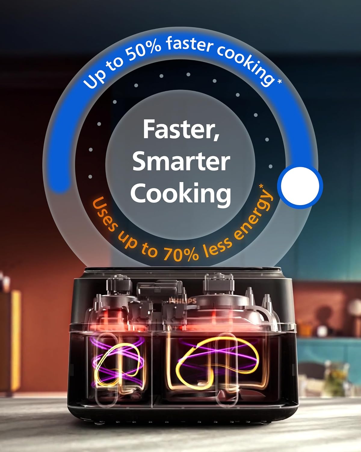 Dual Air Fryer 9.5 Qt 2750W 13 Presets Digital Touchscreen Black & Silver