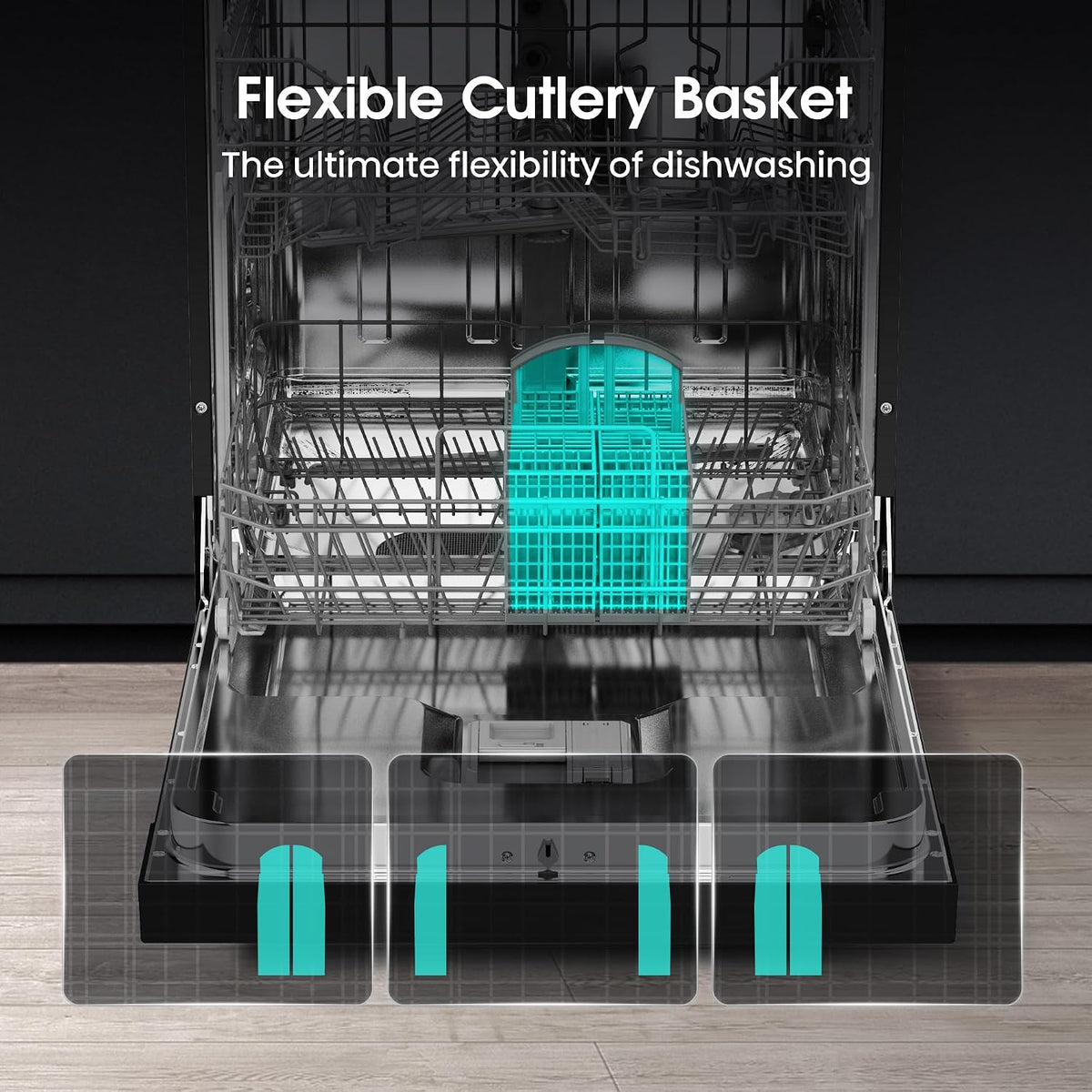 Freestanding Dishwasher 13 Place Settings 23.6in Black