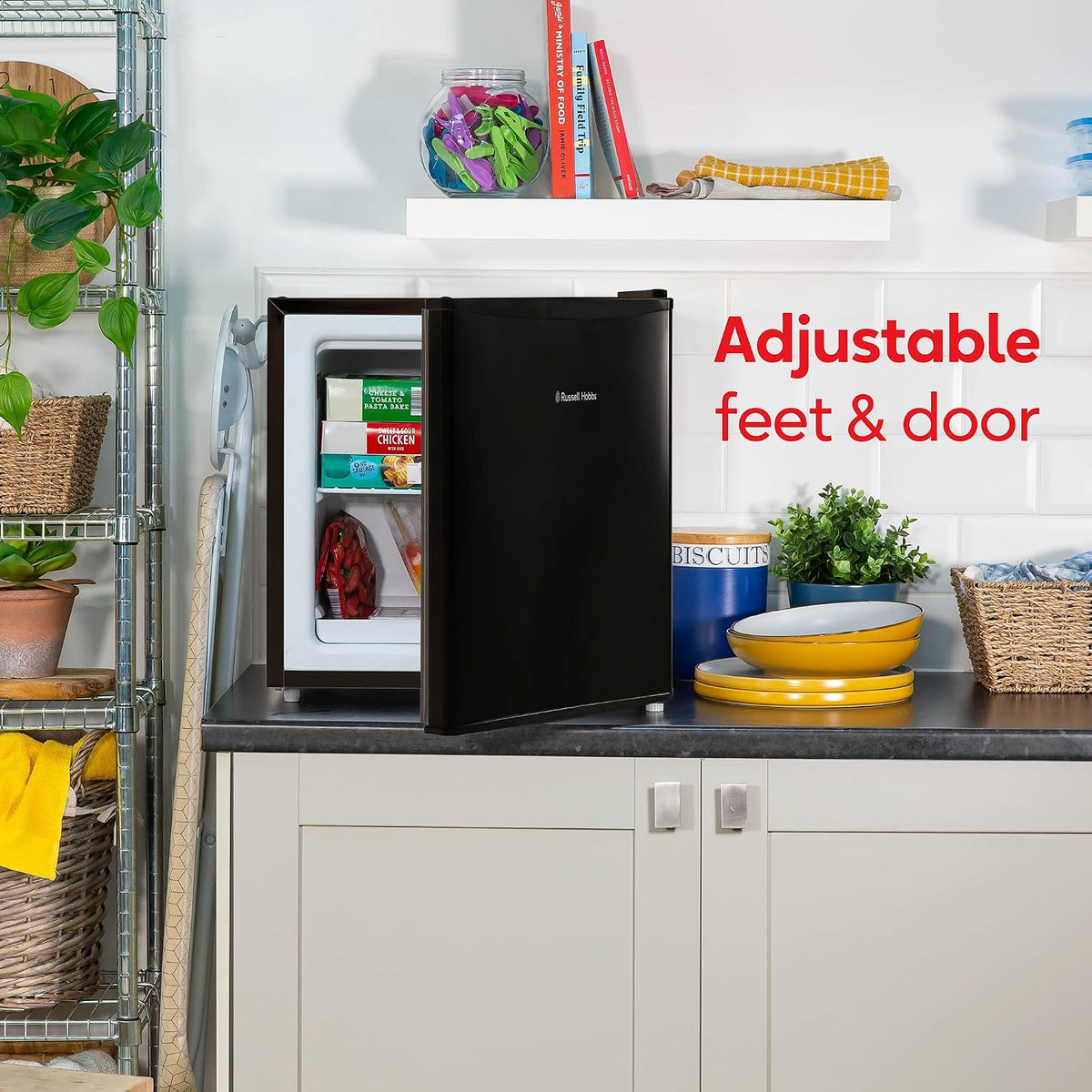 Freestanding Mini Freezer 1.1 cu ft Adjustable Temperature Black Reversible Door