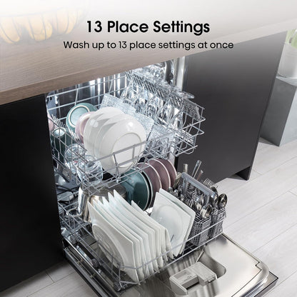 Freestanding Dishwasher 13 Place Settings 23.6in Black